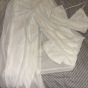 Fashion Nova White Sheer Two-Piece Set